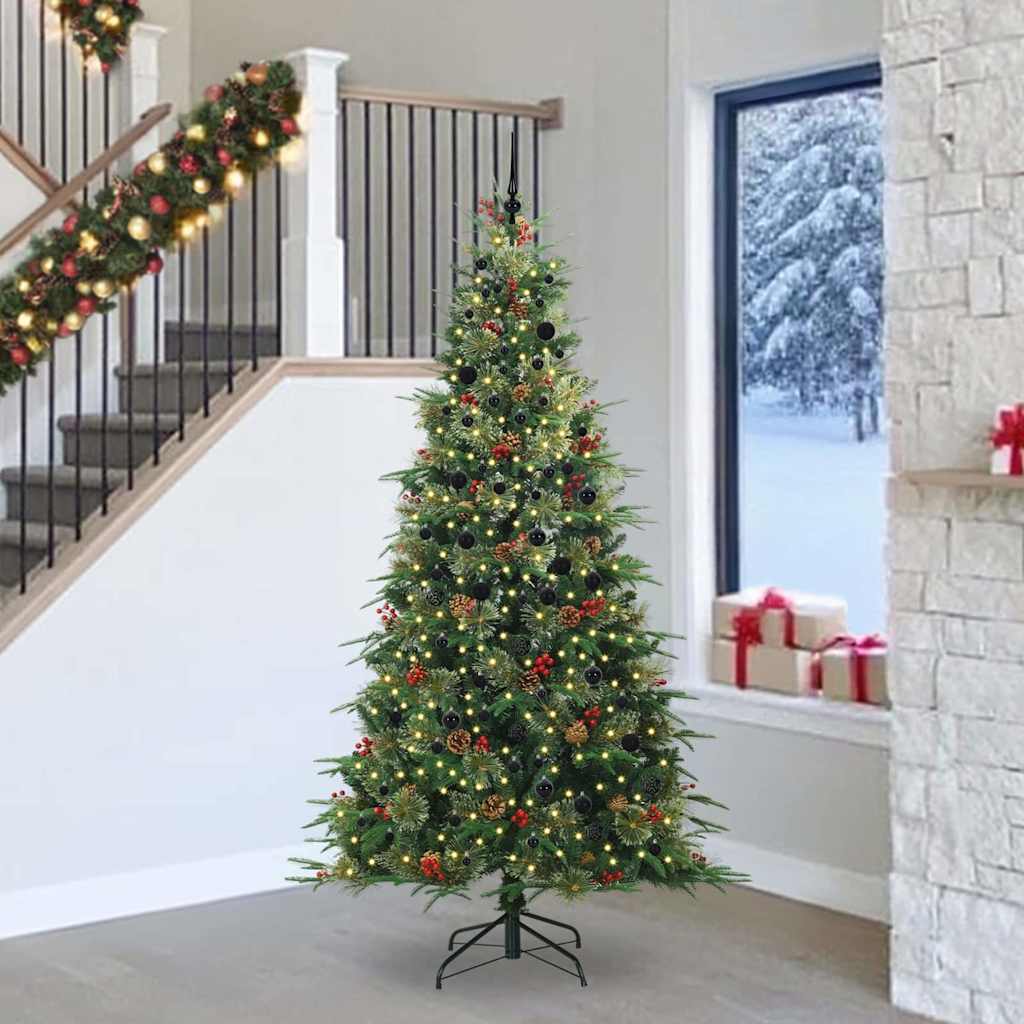 vidaXL Artificial Hinged Christmas Tree Green 240 cm PE and PVC - 51315