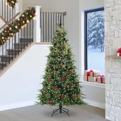 vidaXL Artificial Hinged Christmas Tree Green 240 cm PE and PVC - 51315