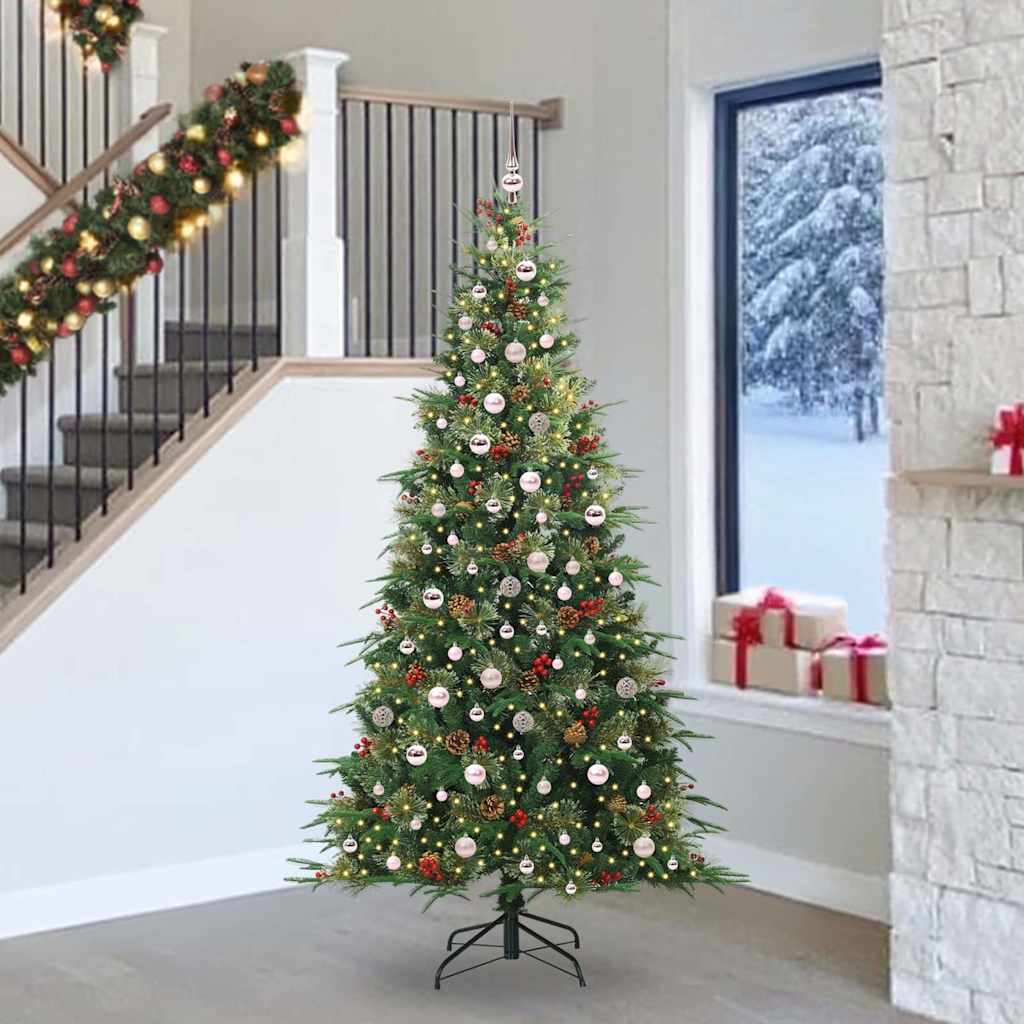 vidaXL Artificial Hinged Christmas Tree Green 240 cm PE and PVC - 51319