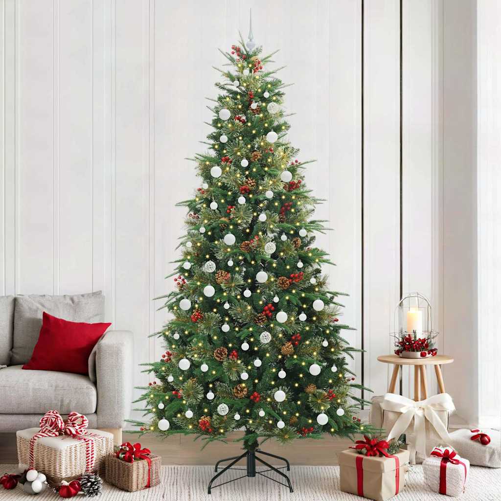 vidaXL Artificial Hinged Christmas Tree Green 240 cm PE and PVC - 51328