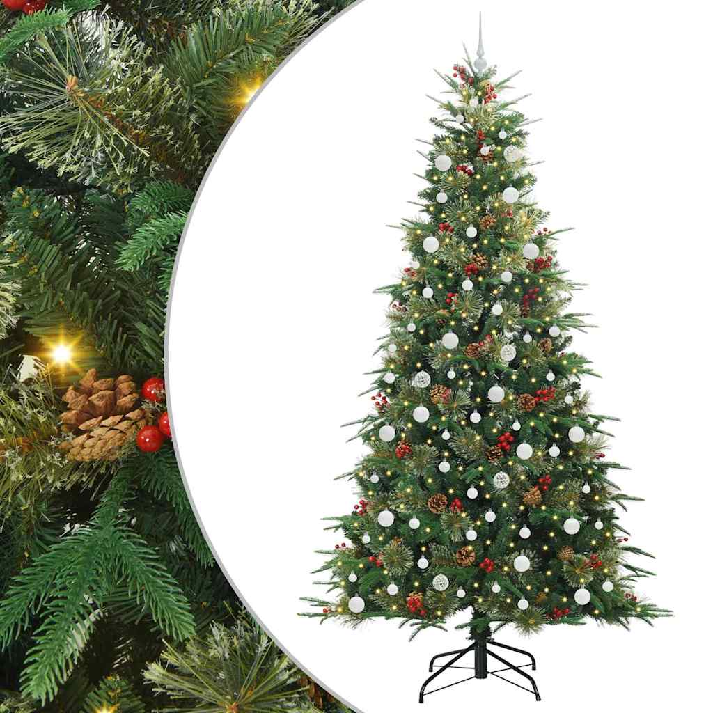 vidaXL Artificial Hinged Christmas Tree Green 240 cm PE and PVC - 51328