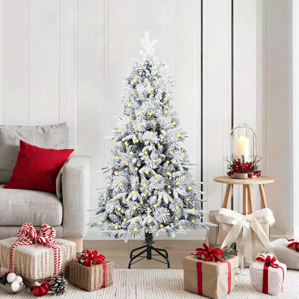 vidaXL Artificial Hinged Christmas Tree White 150 cm PE and PVC - 51392