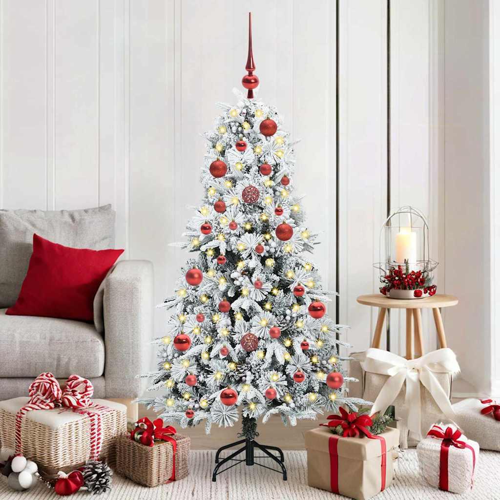 vidaXL Artificial Hinged Christmas Tree White 150 cm PE and PVC - 51400