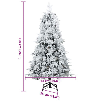 vidaXL Artificial Hinged Christmas Tree White 150 cm PE and PVC - 51400