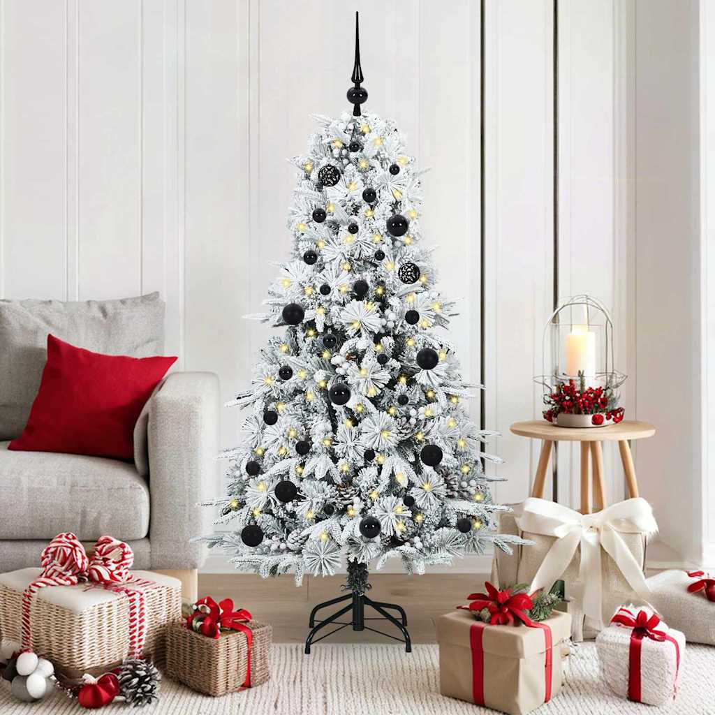 vidaXL Artificial Hinged Christmas Tree White 150 cm PE and PVC - 51411