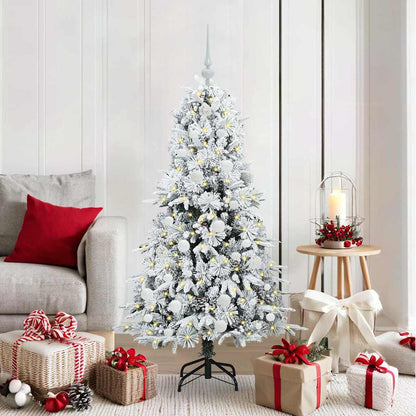 vidaXL Artificial Hinged Christmas Tree White 150 cm PE and PVC - 51433