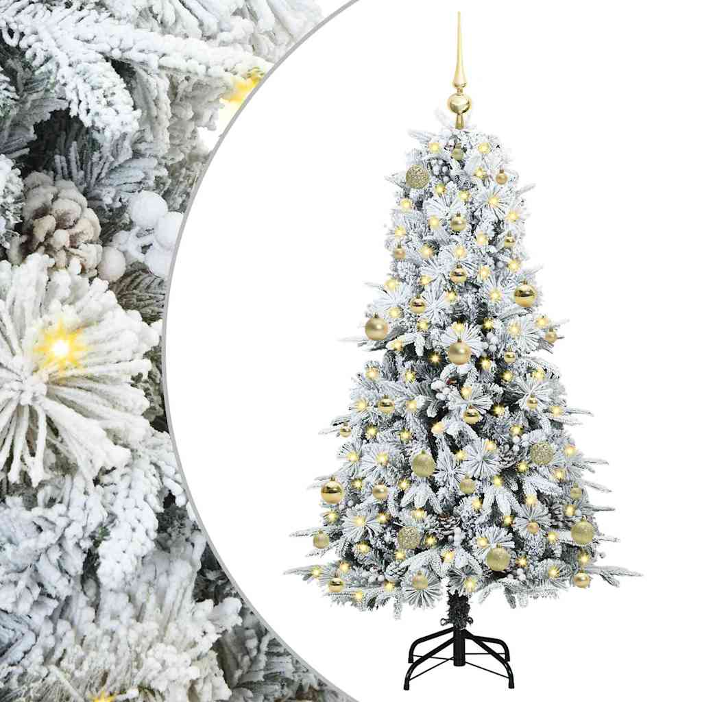 vidaXL Artificial Hinged Christmas Tree White 150 cm PE and PVC - 51435