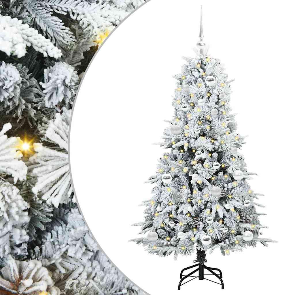 vidaXL Artificial Hinged Christmas Tree White 150 cm PE and PVC - 51436