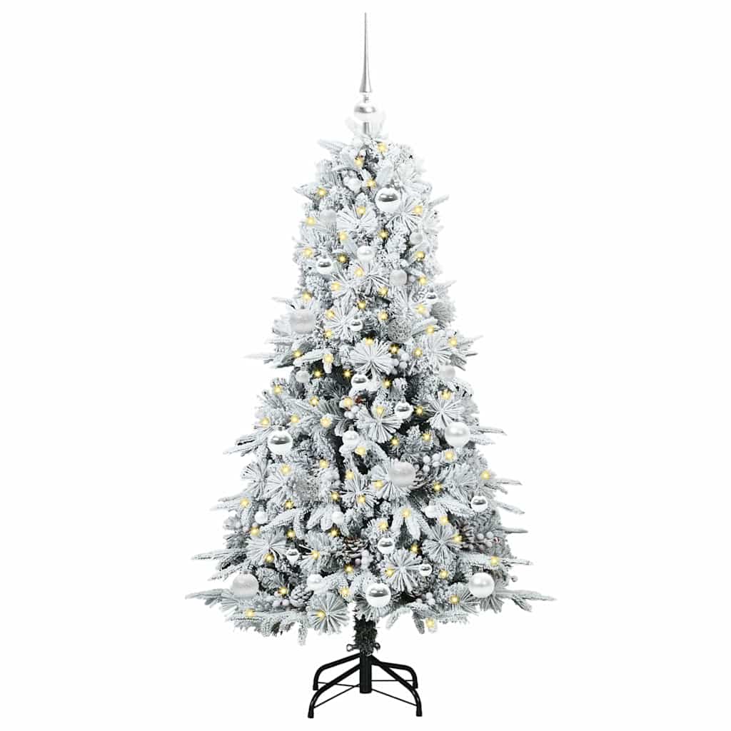 vidaXL Artificial Hinged Christmas Tree White 150 cm PE and PVC - 51436