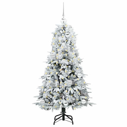vidaXL Artificial Hinged Christmas Tree White 150 cm PE and PVC - 51436