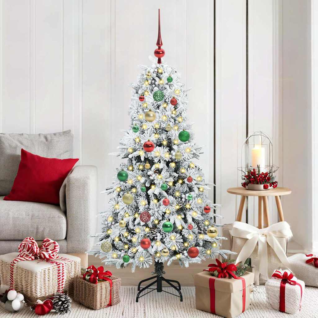 vidaXL Artificial Hinged Christmas Tree White 150 cm PE and PVC - 51439