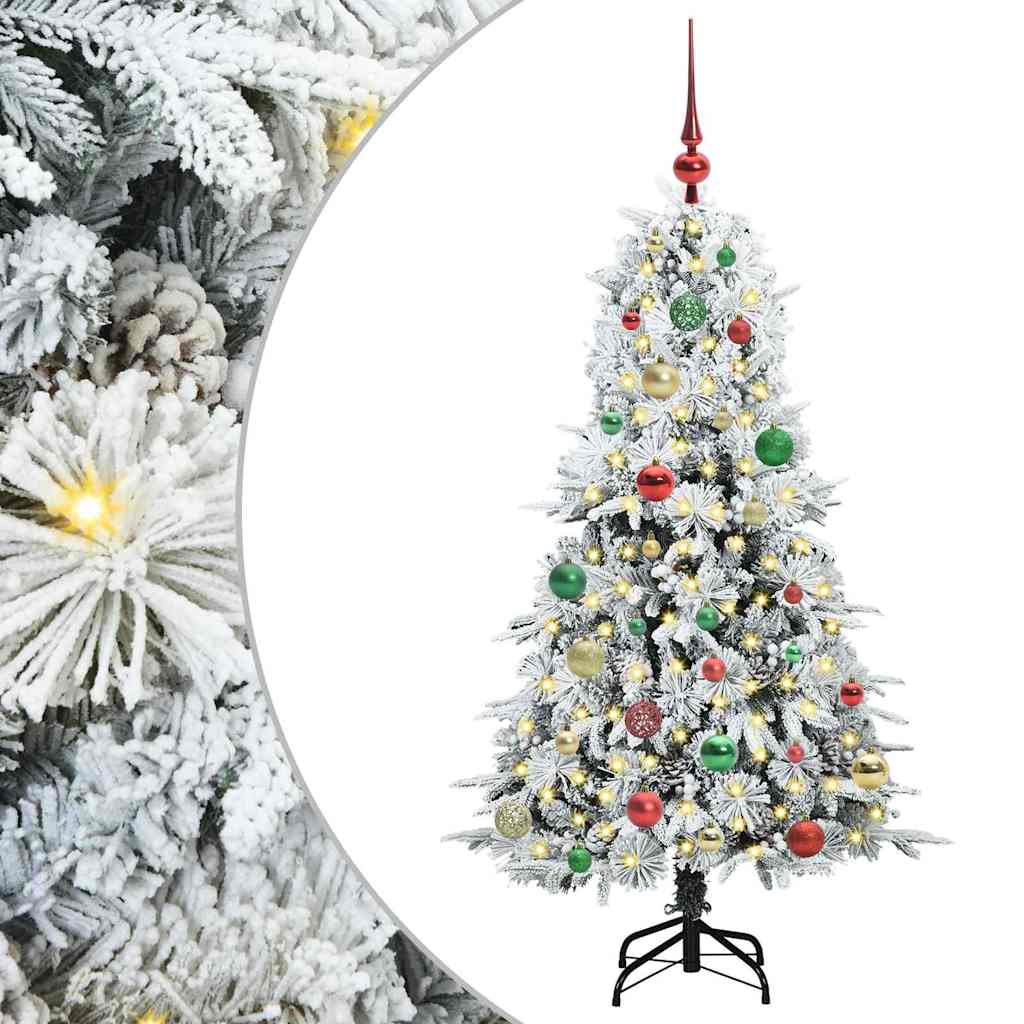 vidaXL Artificial Hinged Christmas Tree White 150 cm PE and PVC - 51439