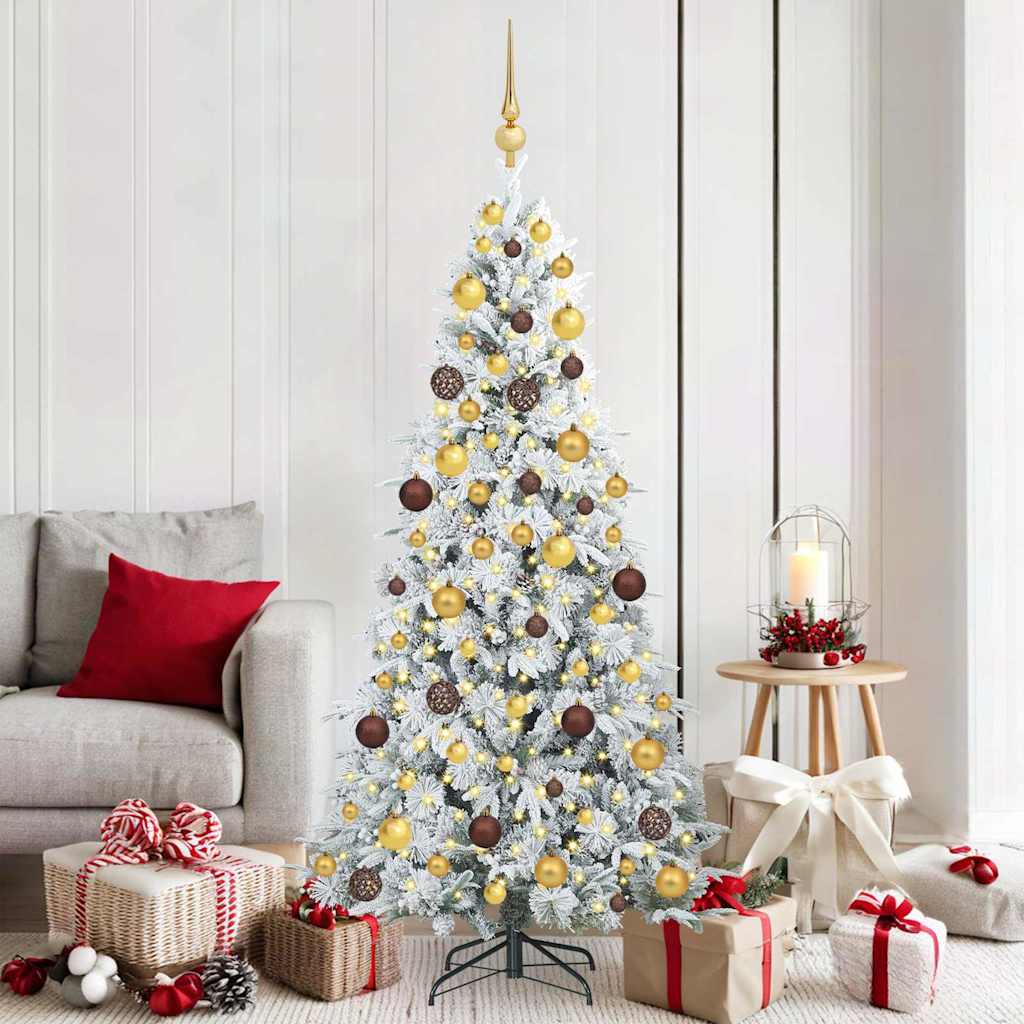vidaXL Artificial Hinged Christmas Tree White 180 cm PE and PVC - 51455