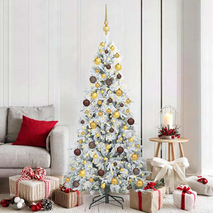 vidaXL Artificial Hinged Christmas Tree White 180 cm PE and PVC - 51455