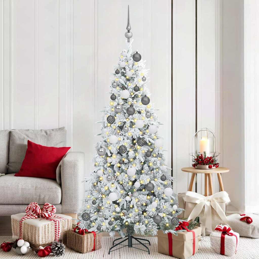 vidaXL Artificial Hinged Christmas Tree White 180 cm PE and PVC - 51459