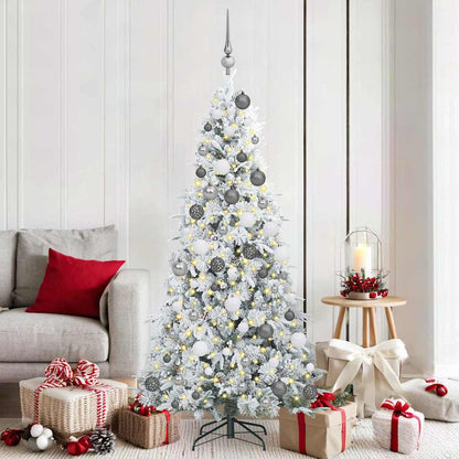 vidaXL Artificial Hinged Christmas Tree White 180 cm PE and PVC - 51459
