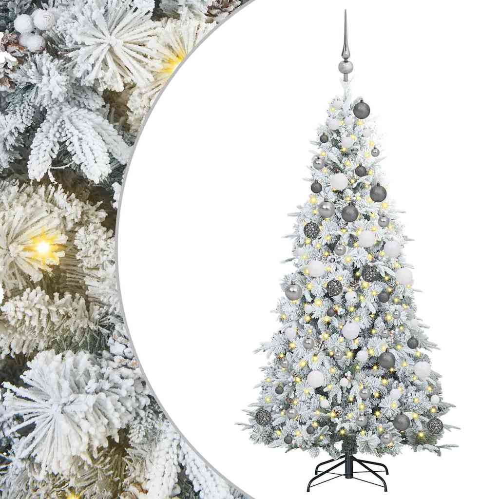 vidaXL Artificial Hinged Christmas Tree White 180 cm PE and PVC - 51459