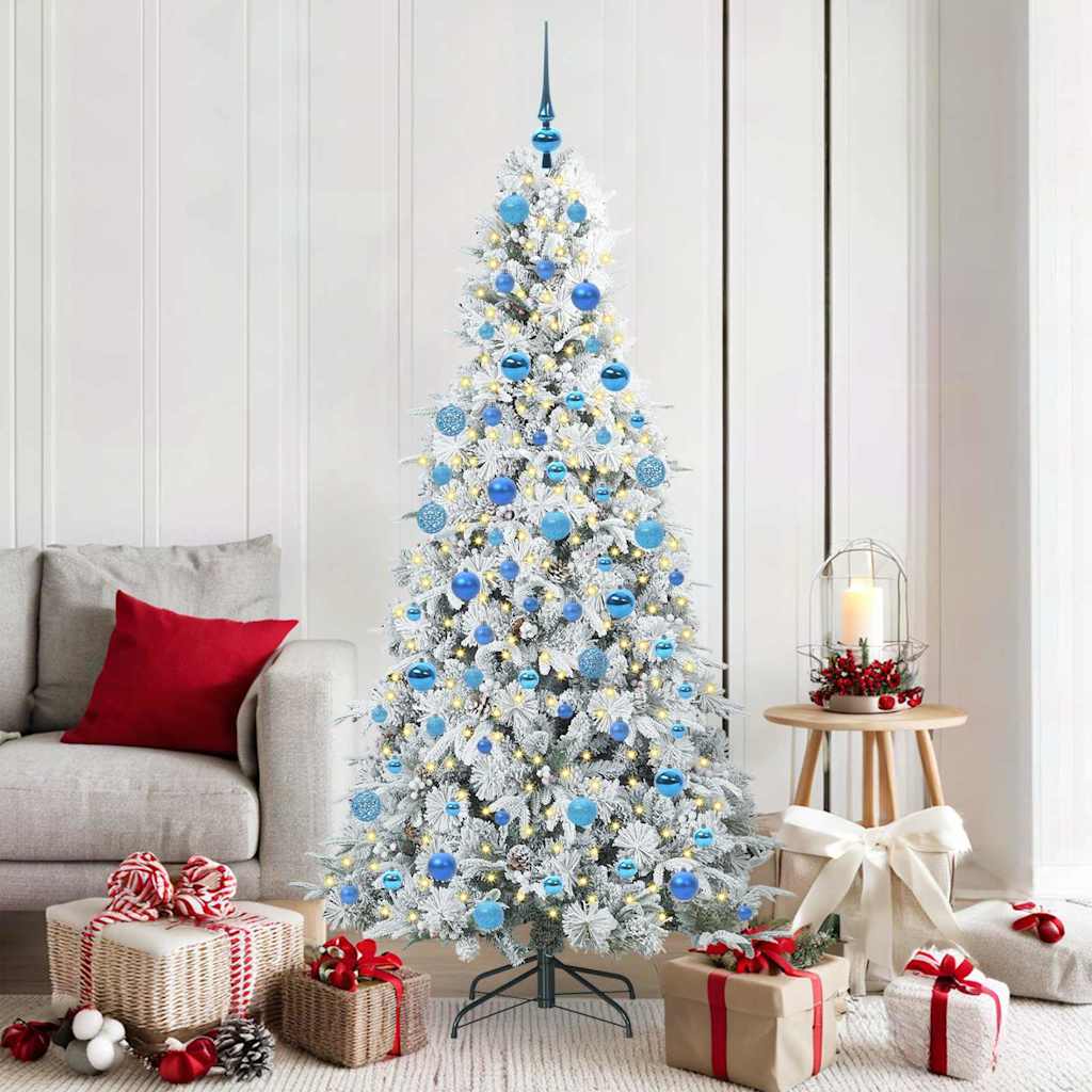 vidaXL Artificial Hinged Christmas Tree White 180 cm PE and PVC - 51491