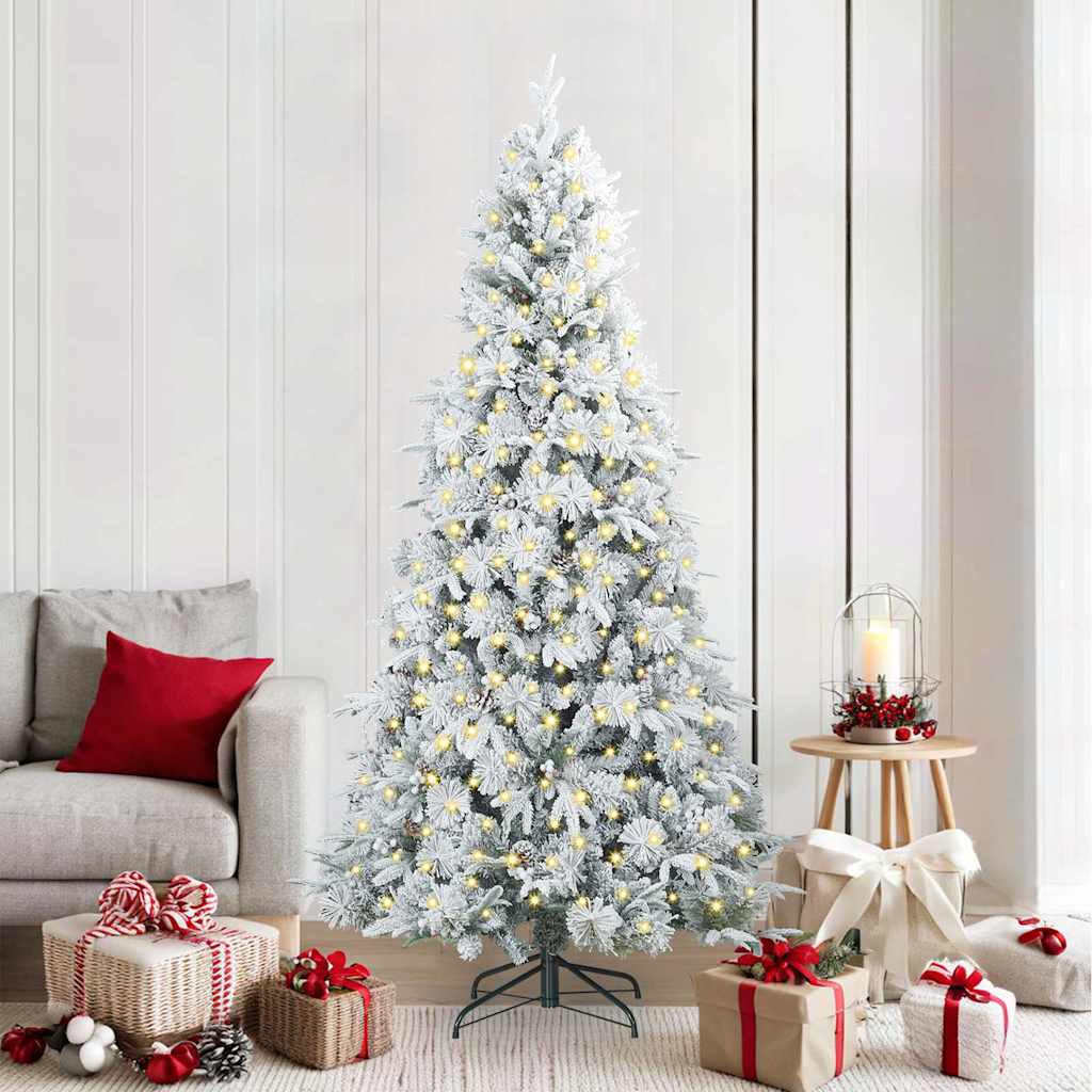 vidaXL Artificial Hinged Christmas Tree White 210 cm PE and PVC - 51492