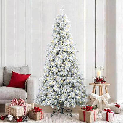 vidaXL Artificial Hinged Christmas Tree White 210 cm PE and PVC - 51492