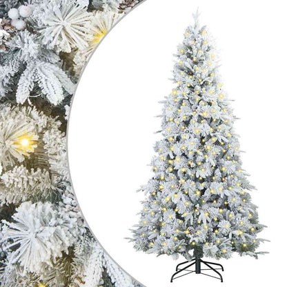 vidaXL Artificial Hinged Christmas Tree White 210 cm PE and PVC - 51492