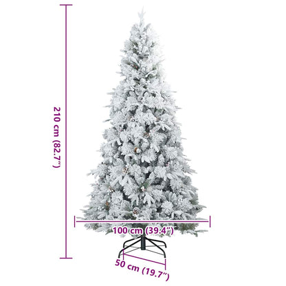vidaXL Artificial Hinged Christmas Tree White 210 cm PE and PVC - 51492