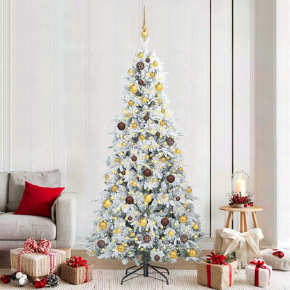 vidaXL Artificial Hinged Christmas Tree White 210 cm PE and PVC - 51493