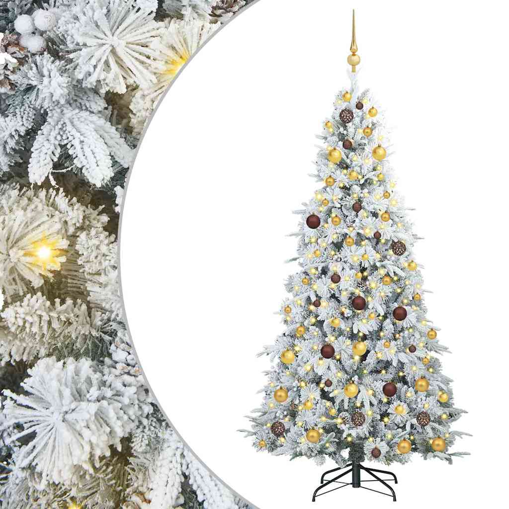 vidaXL Artificial Hinged Christmas Tree White 210 cm PE and PVC - 51493