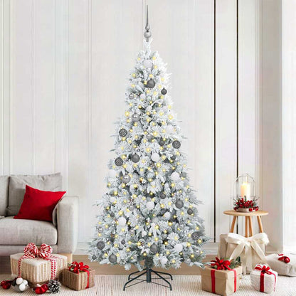 vidaXL Artificial Hinged Christmas Tree White 210 cm PE and PVC - 51494