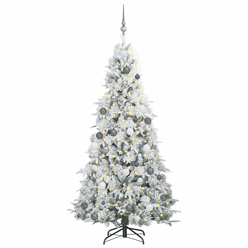 vidaXL Artificial Hinged Christmas Tree White 210 cm PE and PVC - 51494