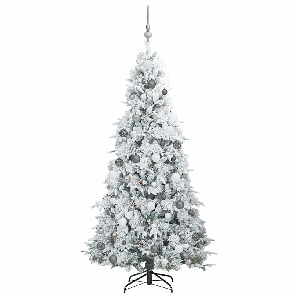 vidaXL Artificial Hinged Christmas Tree White 210 cm PE and PVC - 51494