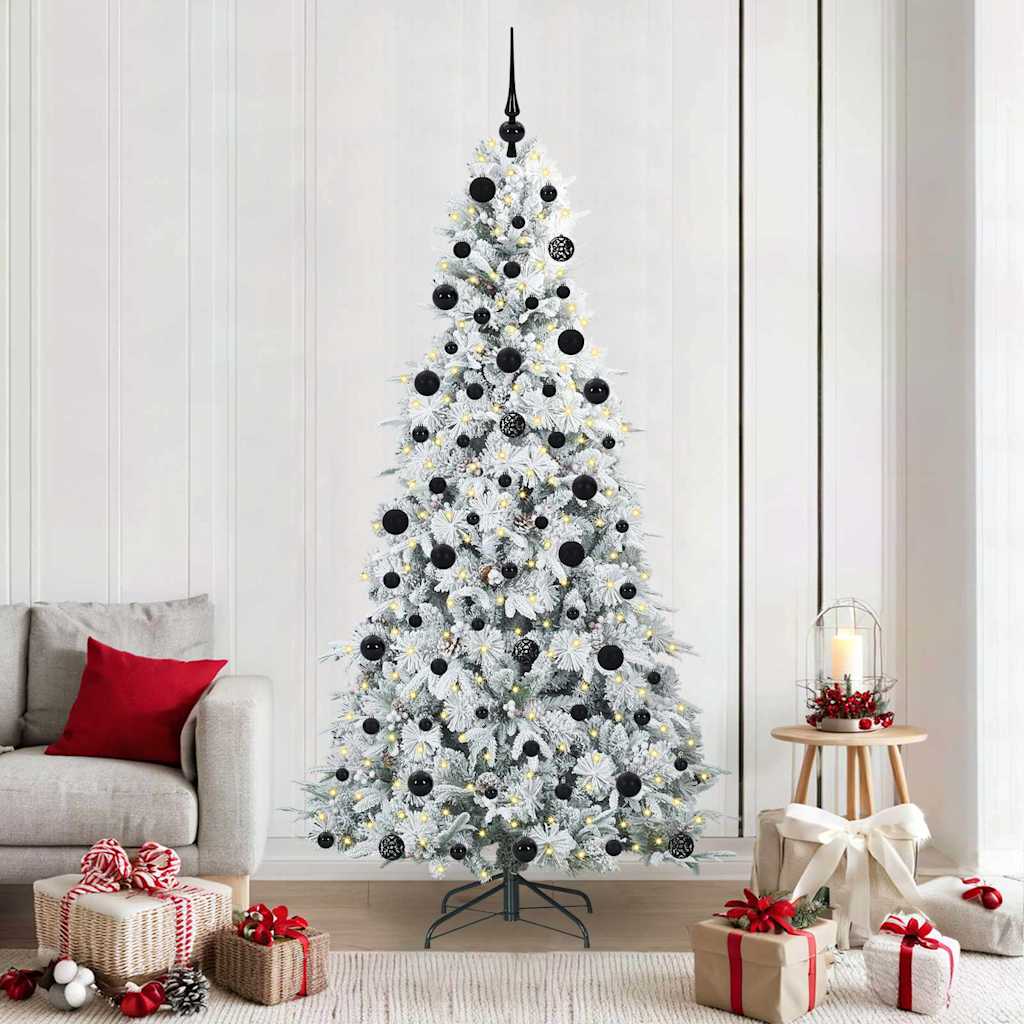 vidaXL Artificial Hinged Christmas Tree White 210 cm PE and PVC - 51503