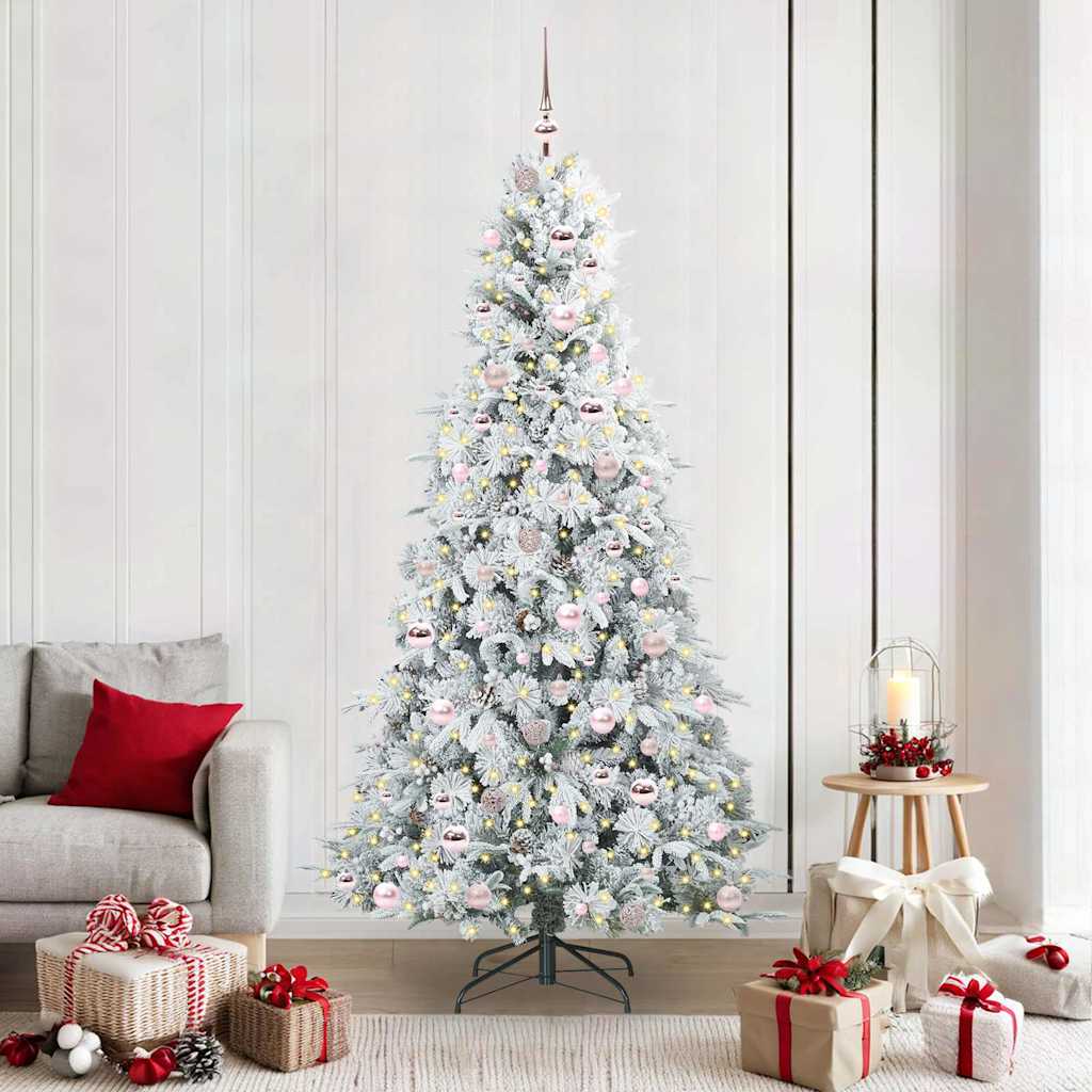 vidaXL Artificial Hinged Christmas Tree White 210 cm PE and PVC - 51514