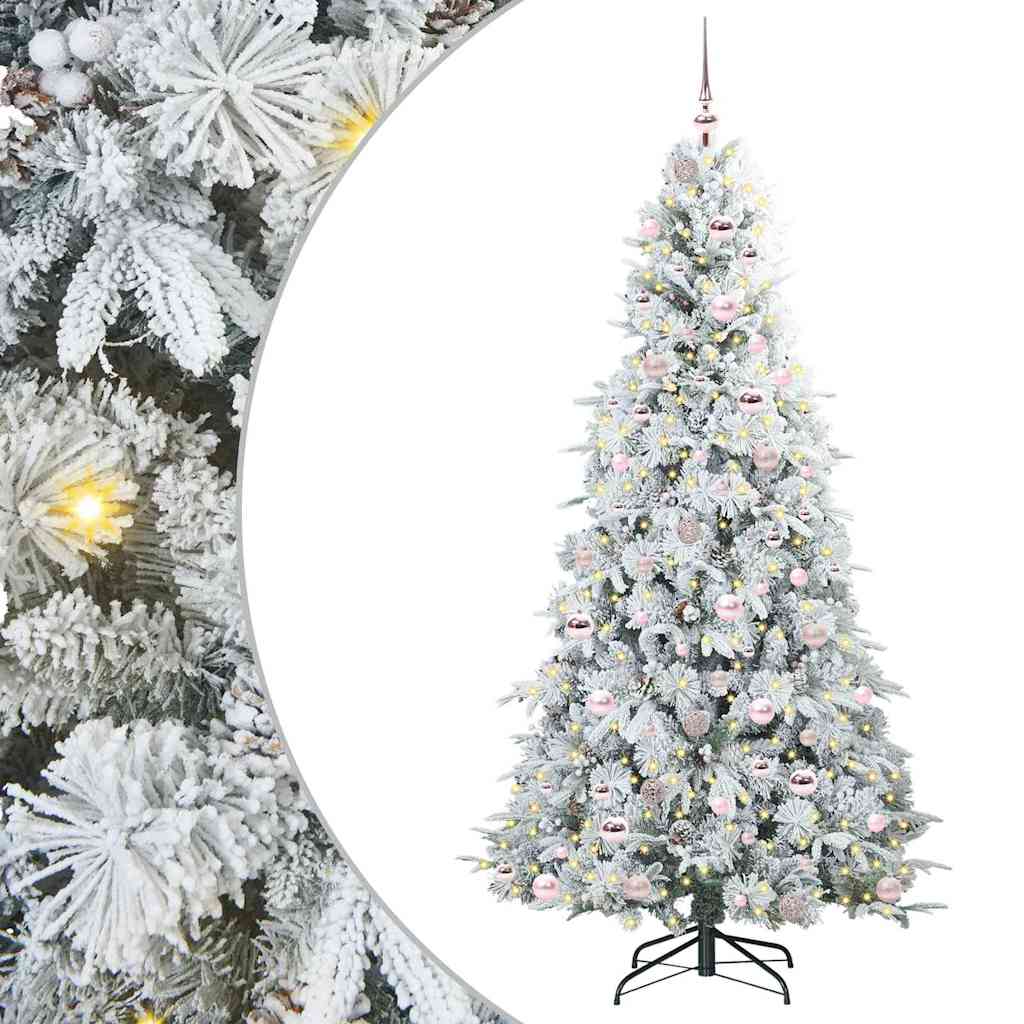 vidaXL Artificial Hinged Christmas Tree White 210 cm PE and PVC - 51514