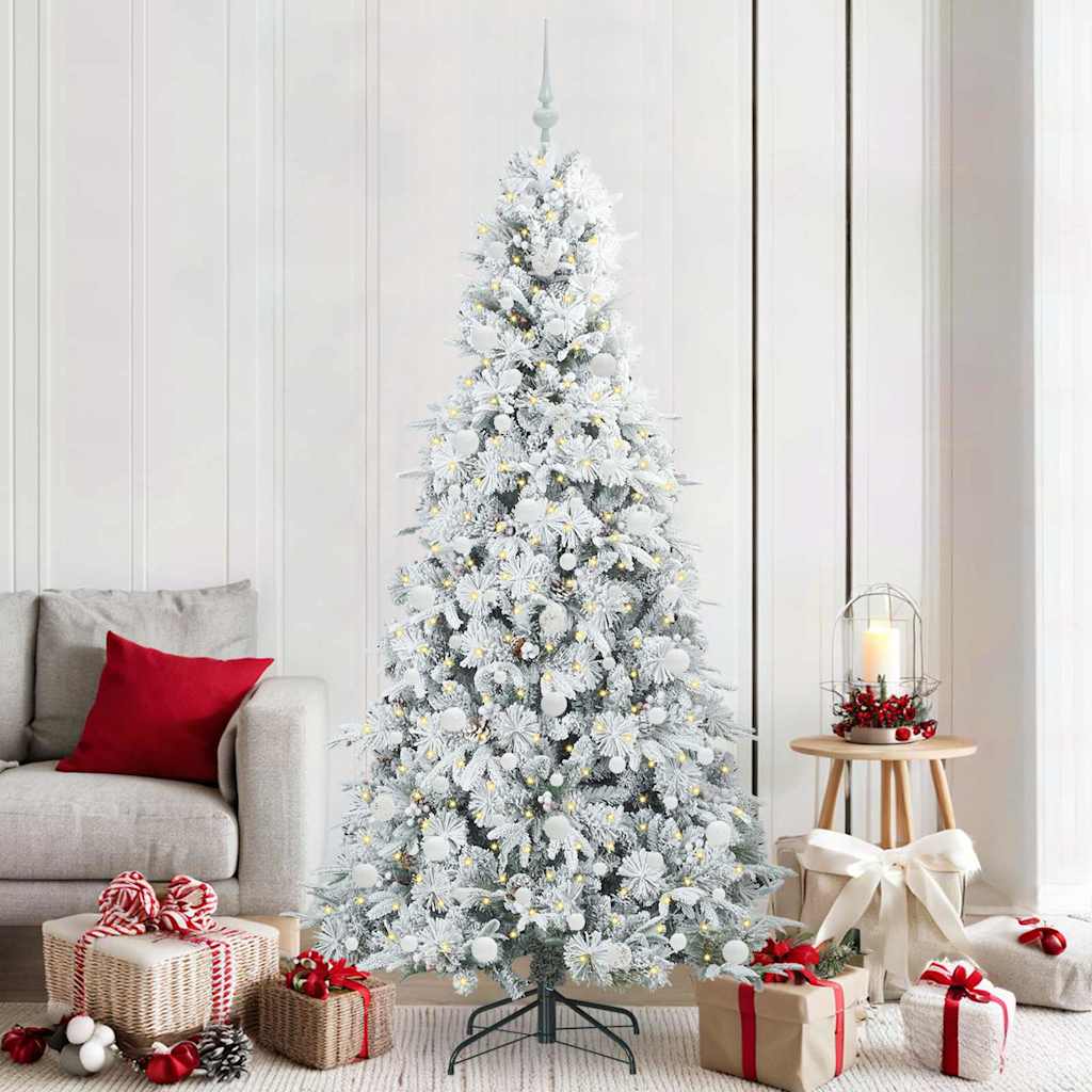 vidaXL Artificial Hinged Christmas Tree White 210 cm PE and PVC - 51518