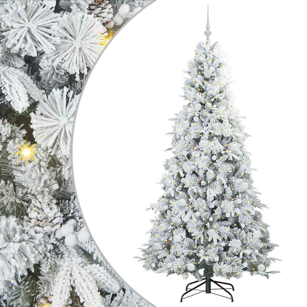vidaXL Artificial Hinged Christmas Tree White 210 cm PE and PVC - 51518