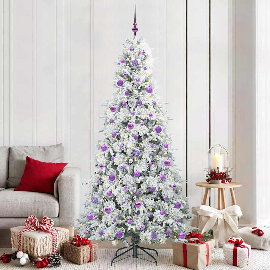vidaXL Artificial Hinged Christmas Tree White 210 cm PE and PVC - 51522