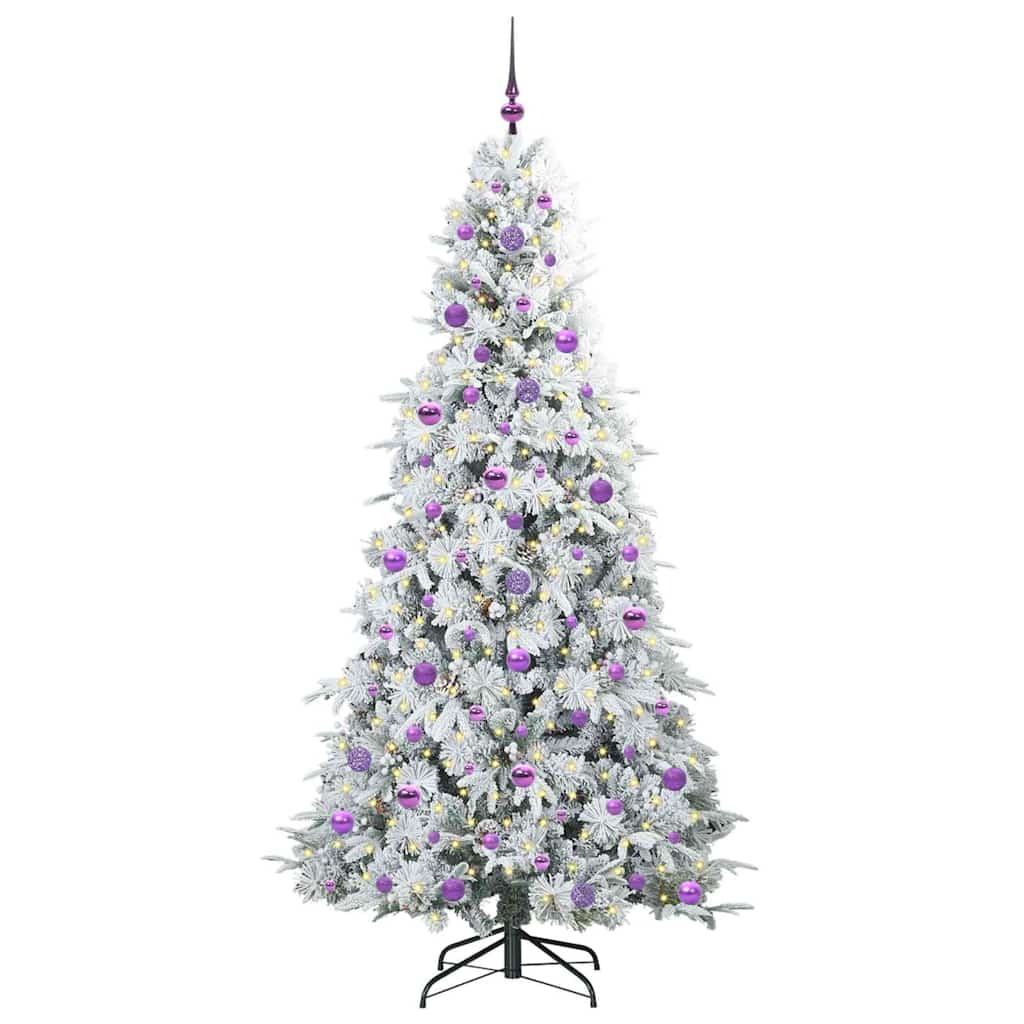 vidaXL Artificial Hinged Christmas Tree White 210 cm PE and PVC - 51522