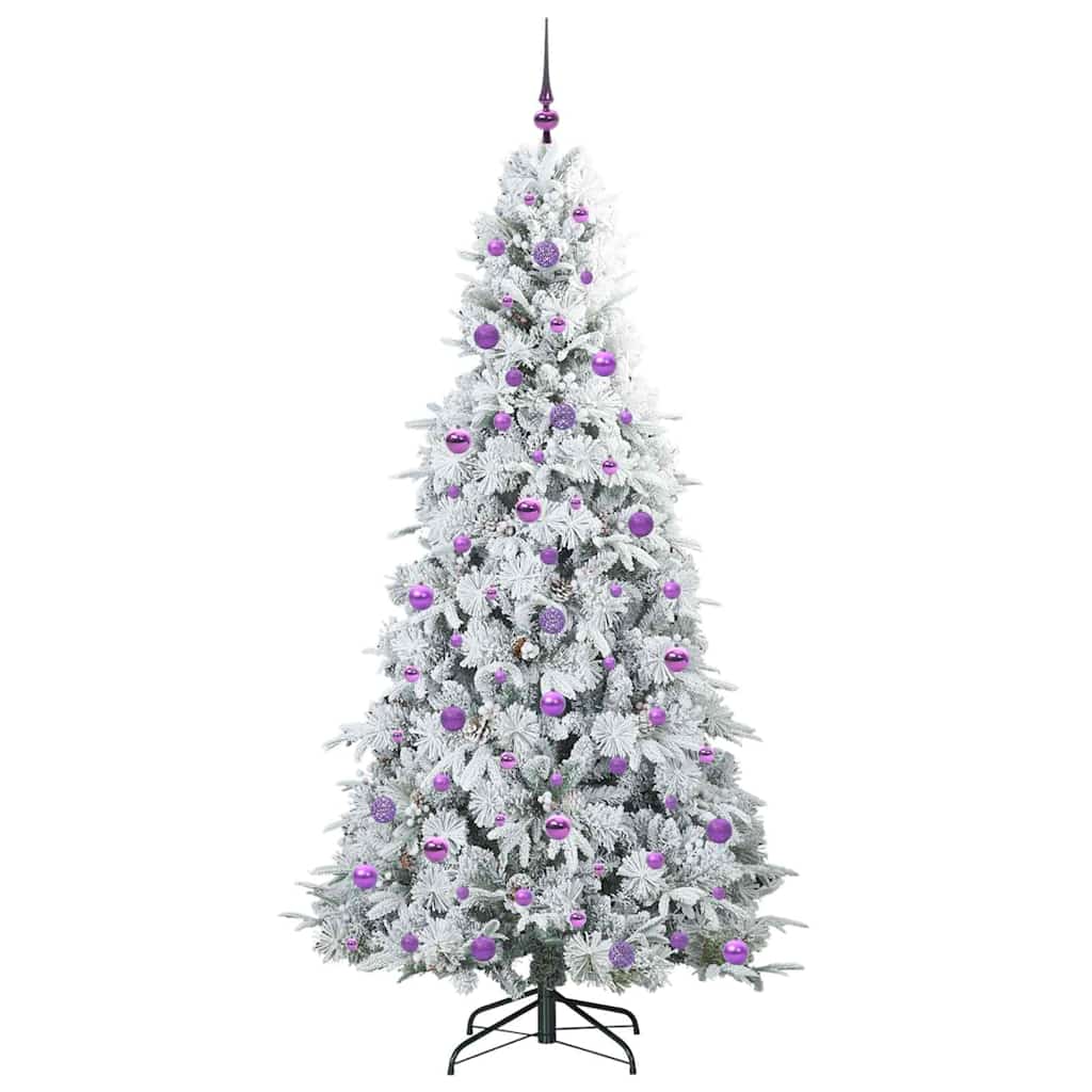 vidaXL Artificial Hinged Christmas Tree White 210 cm PE and PVC - 51522