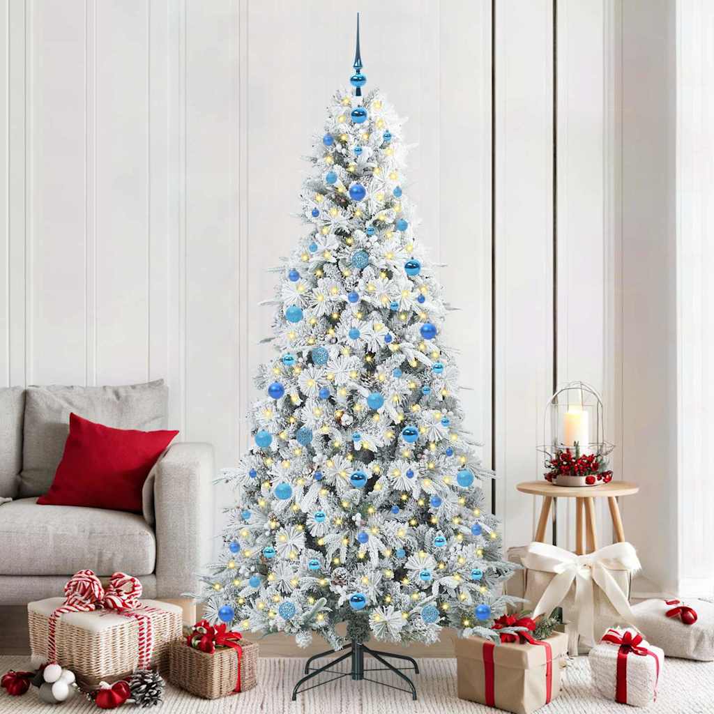 vidaXL Artificial Hinged Christmas Tree White 210 cm PE and PVC - 51523
