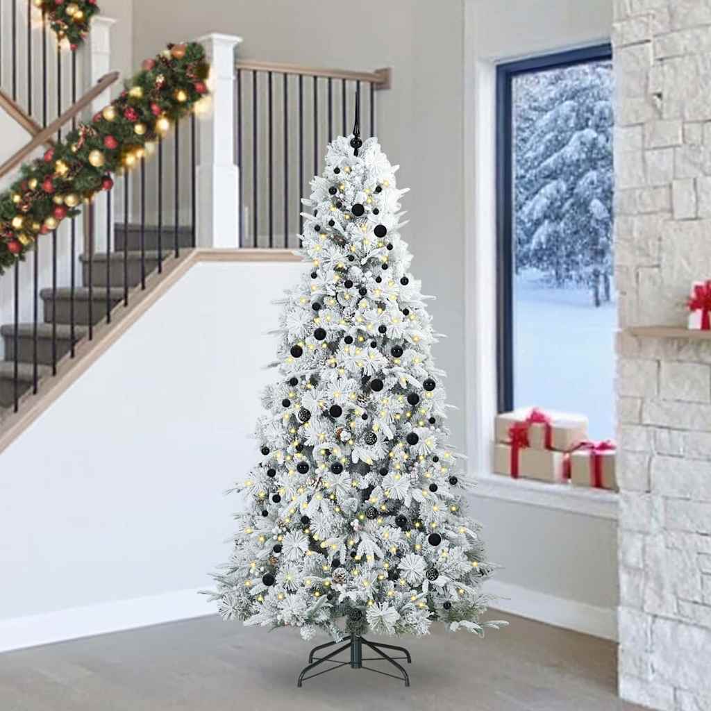 vidaXL Artificial Hinged Christmas Tree White 240 cm PE and PVC - 51553