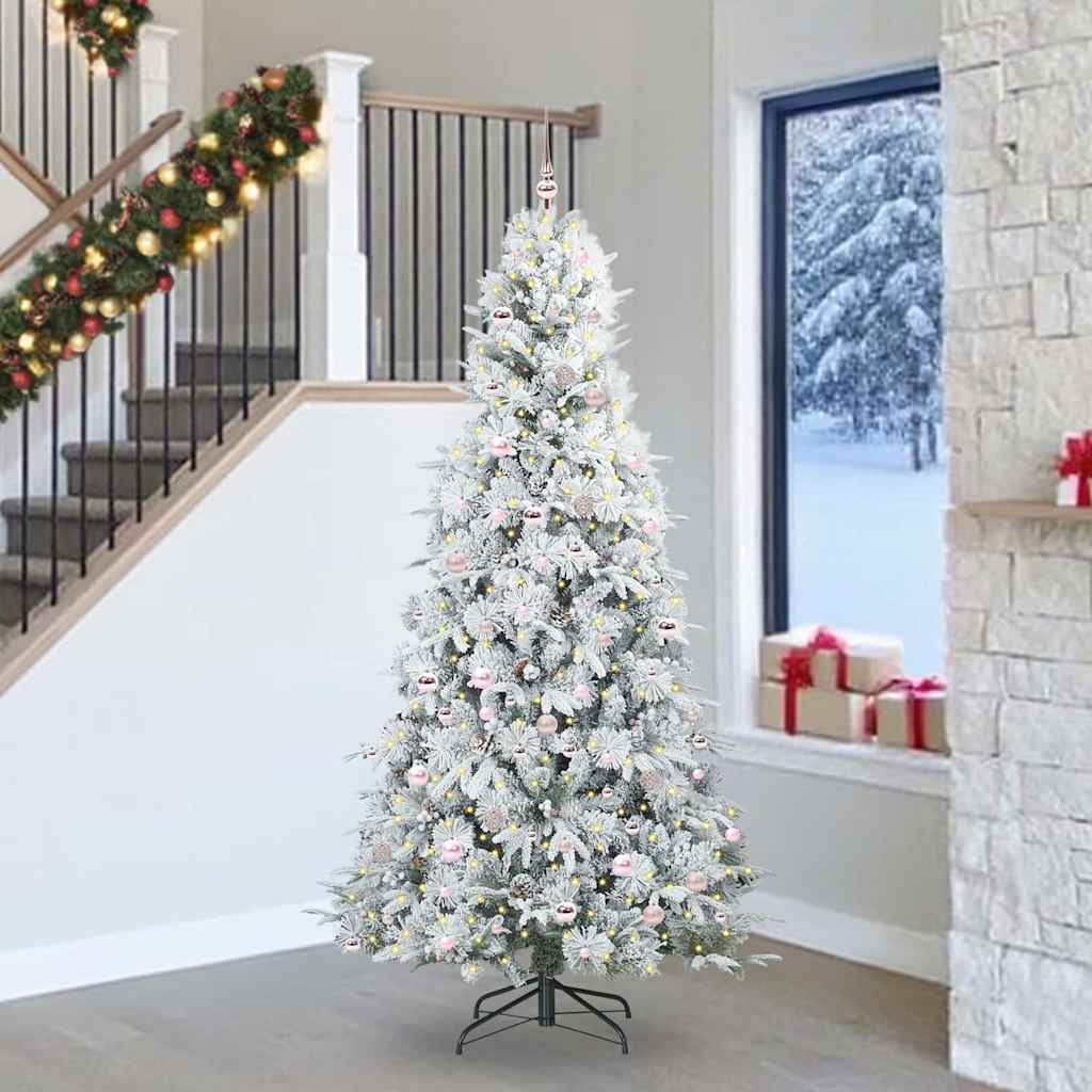 vidaXL Artificial Hinged Christmas Tree White 240 cm PE and PVC - 51555