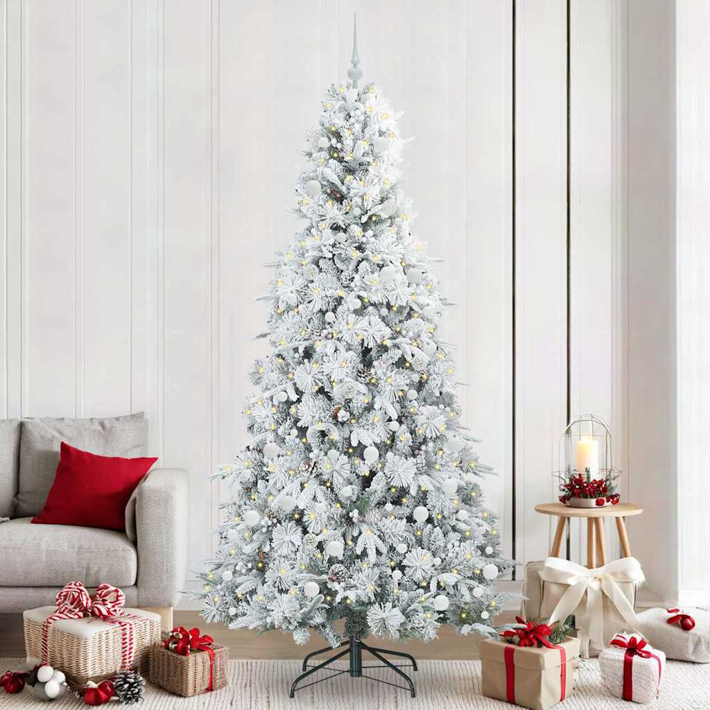 vidaXL Artificial Hinged Christmas Tree White 240 cm PE and PVC - 51556