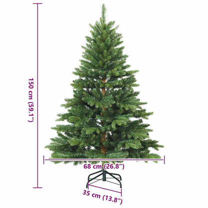 vidaXL Artificial Christmas Tree with 150 LEDs Green 150 cm PE and PVC - 51579