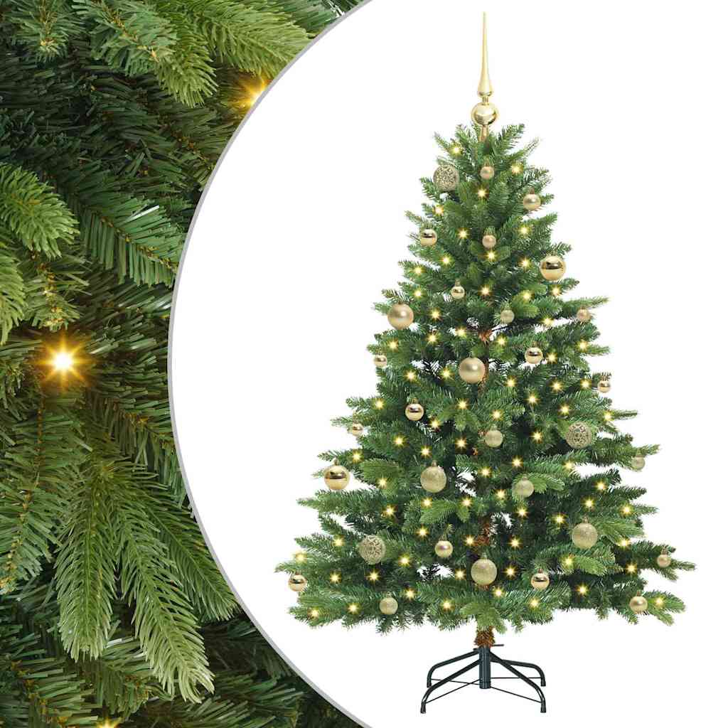 vidaXL Artificial Christmas Tree with 150 LEDs Green 150 cm PE and PVC - 51595