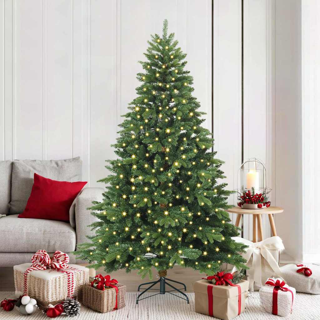 vidaXL Artificial Christmas Tree with 300 LEDs Green 180 cm PE and PVC - 51626