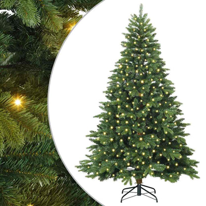 vidaXL Artificial Christmas Tree with 300 LEDs Green 180 cm PE and PVC - 51626