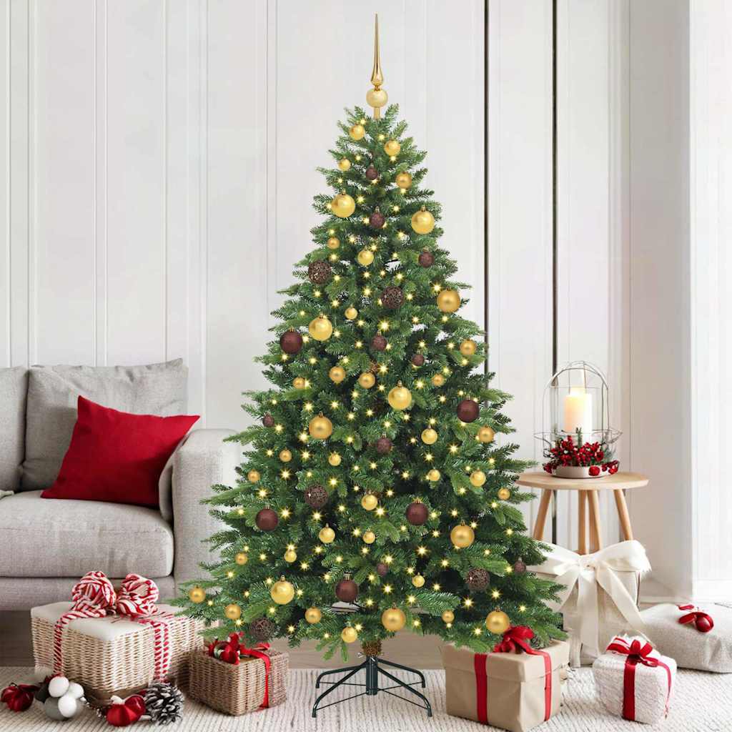 vidaXL Artificial Christmas Tree with 300 LEDs Green 180 cm PE and PVC - 51635