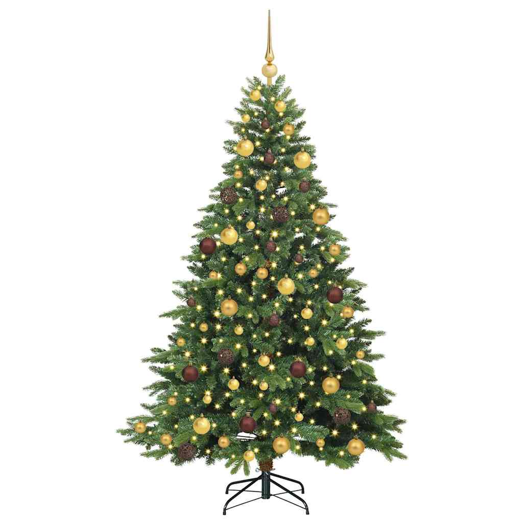 vidaXL Artificial Christmas Tree with 300 LEDs Green 180 cm PE and PVC - 51635