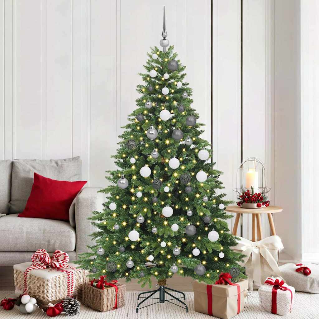 vidaXL Artificial Christmas Tree with 300 LEDs Green 180 cm PE and PVC - 51648